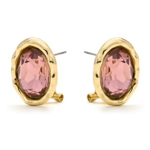 Pendientes de Circonita Marrón acabado en oro amarillo 18k