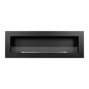 Siena 120 - Camino a Bioetanolo da Parete 120x41x15 cm con Bruciatore 1,25lt in Acciaio Nero