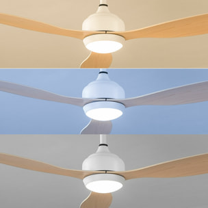 Ventilatore da Soffitto con Luce LED e 3 Pale ABS Wuled InnovaGoods Legno 36 W 52" Ø132 cm