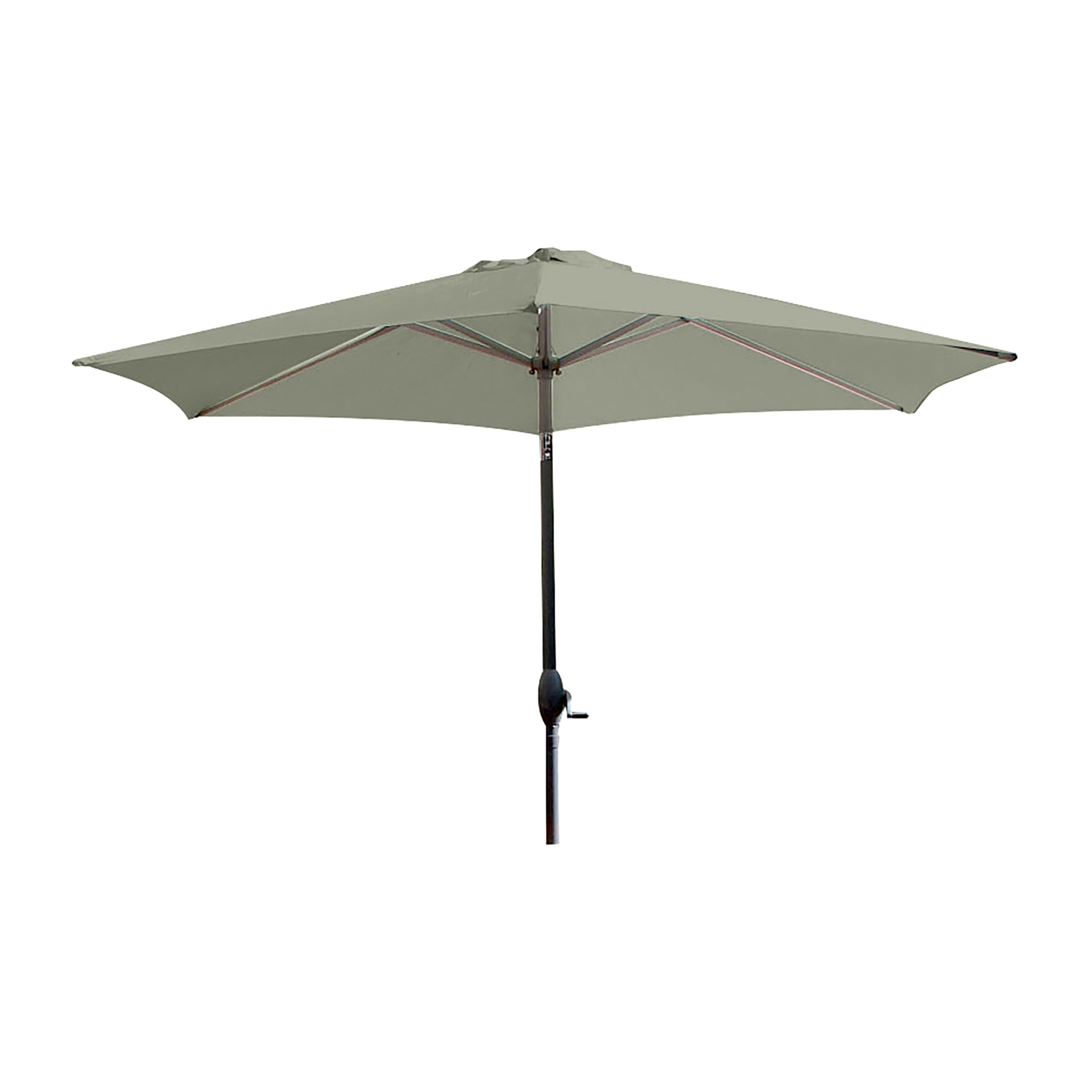 MARBELLA - Parasol à manivelle en aluminium gris anthracite et toile kaki