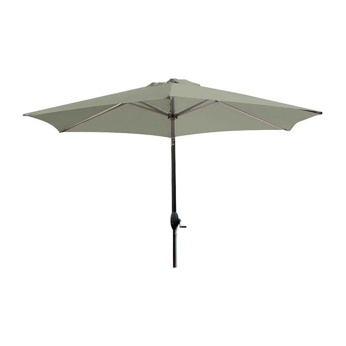 MARBELLA - Parasol à manivelle en aluminium gris anthracite et toile kaki
