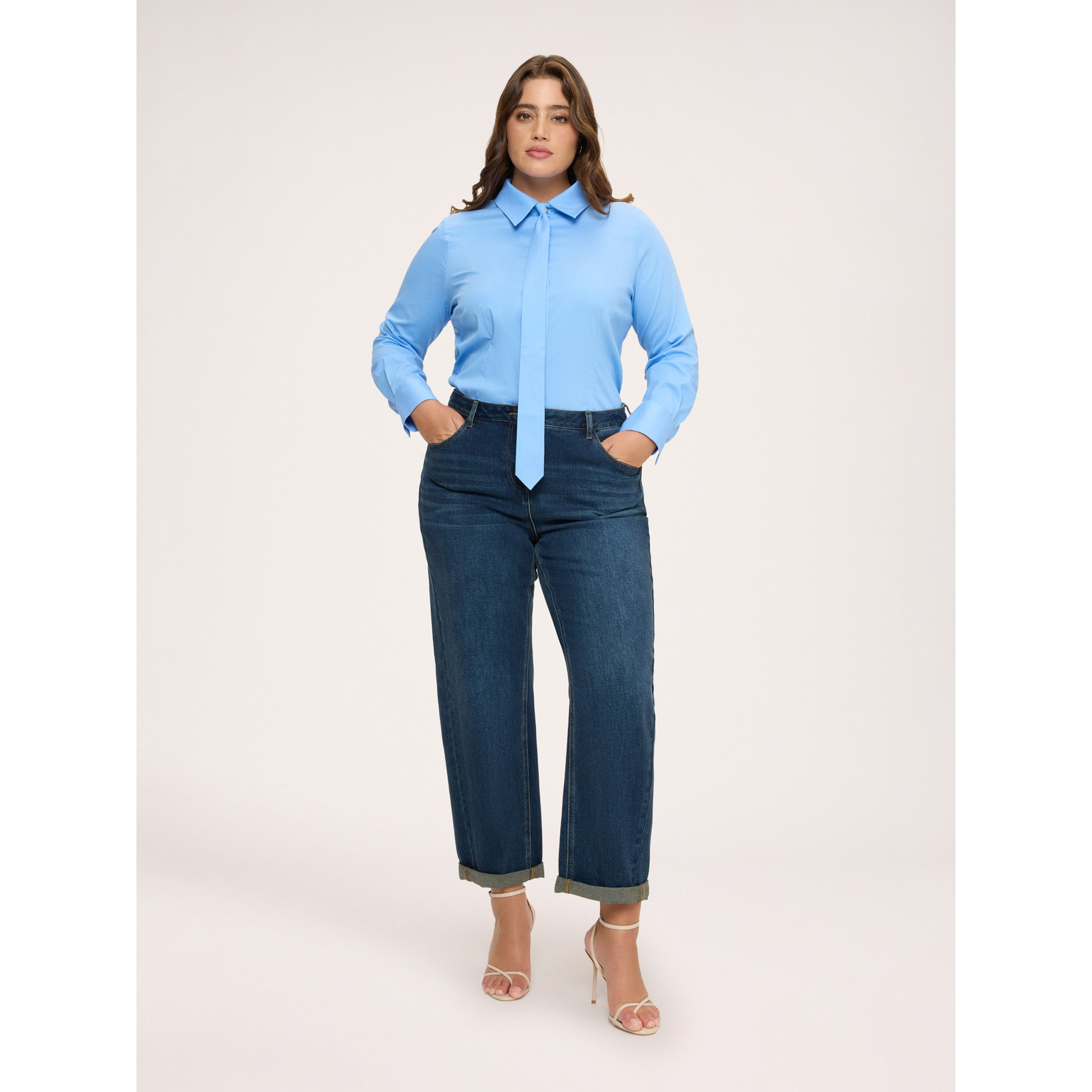 Fiorella Rubino - Camicia con cravatta rimovibile - Azzurro