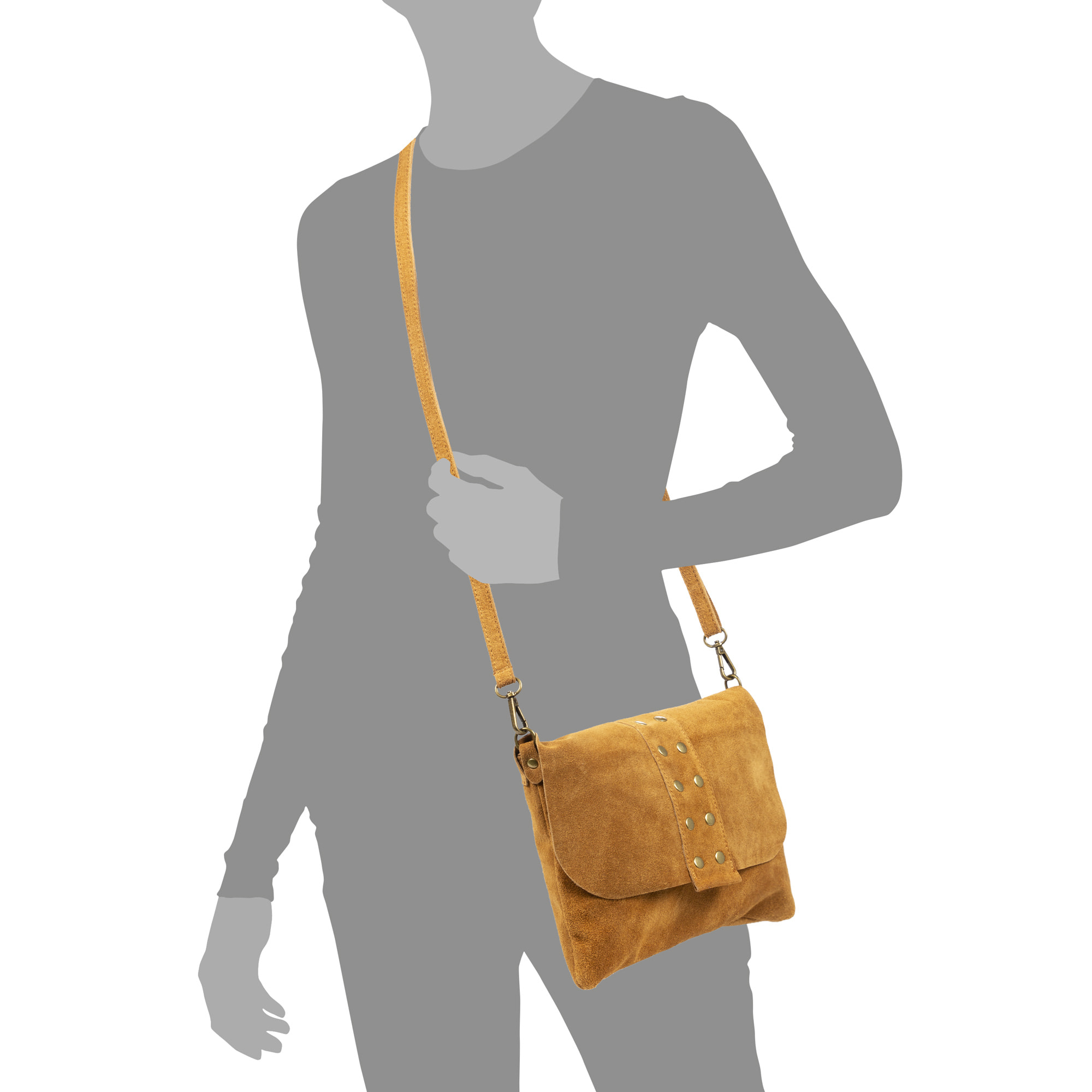 Alpette borsa a tracolla donna. Pelle scamosciata autentica.