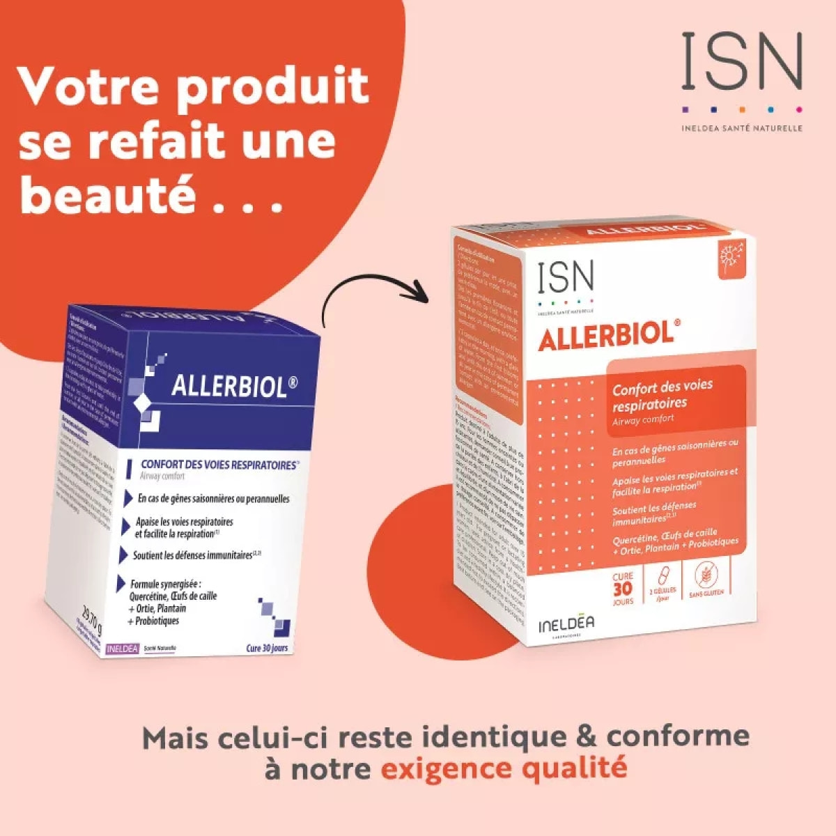 INELDEA SANTE NATURELLE - Allerbiol - Complément alimentaire - Aide à préserver le confort respiratoire et à faciliter la respiration en cas de gênes saisonnières ou perannuelles - Cure 30 jours