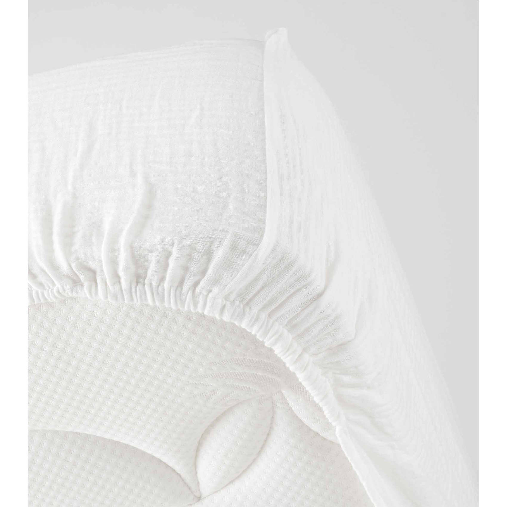 Drap Housse en gaze de coton - Blanc
