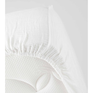 Drap Housse en gaze de coton - Blanc