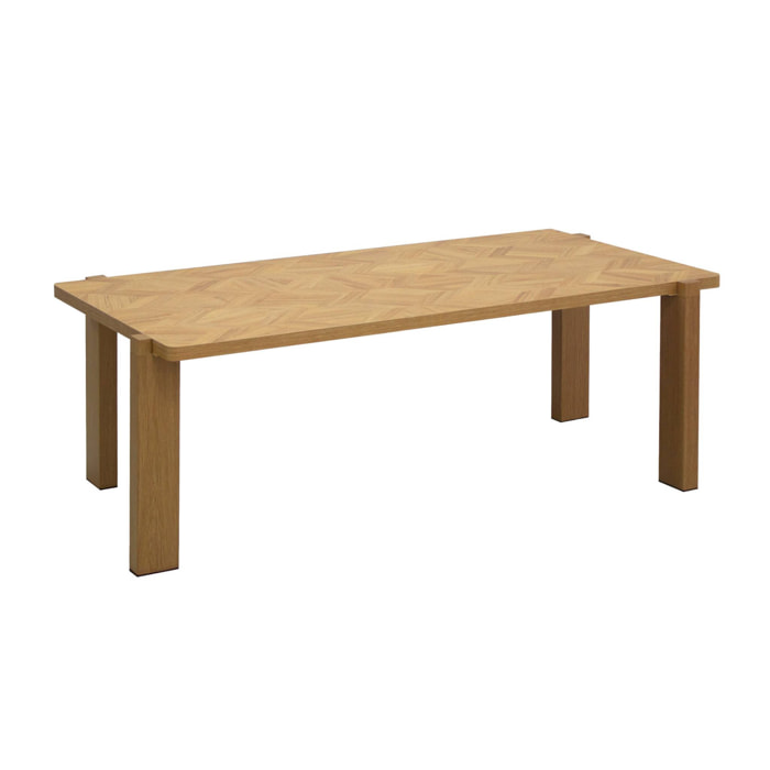 Table basse vintage rectangulaire décor bois plateau effet chevrons  ZALA