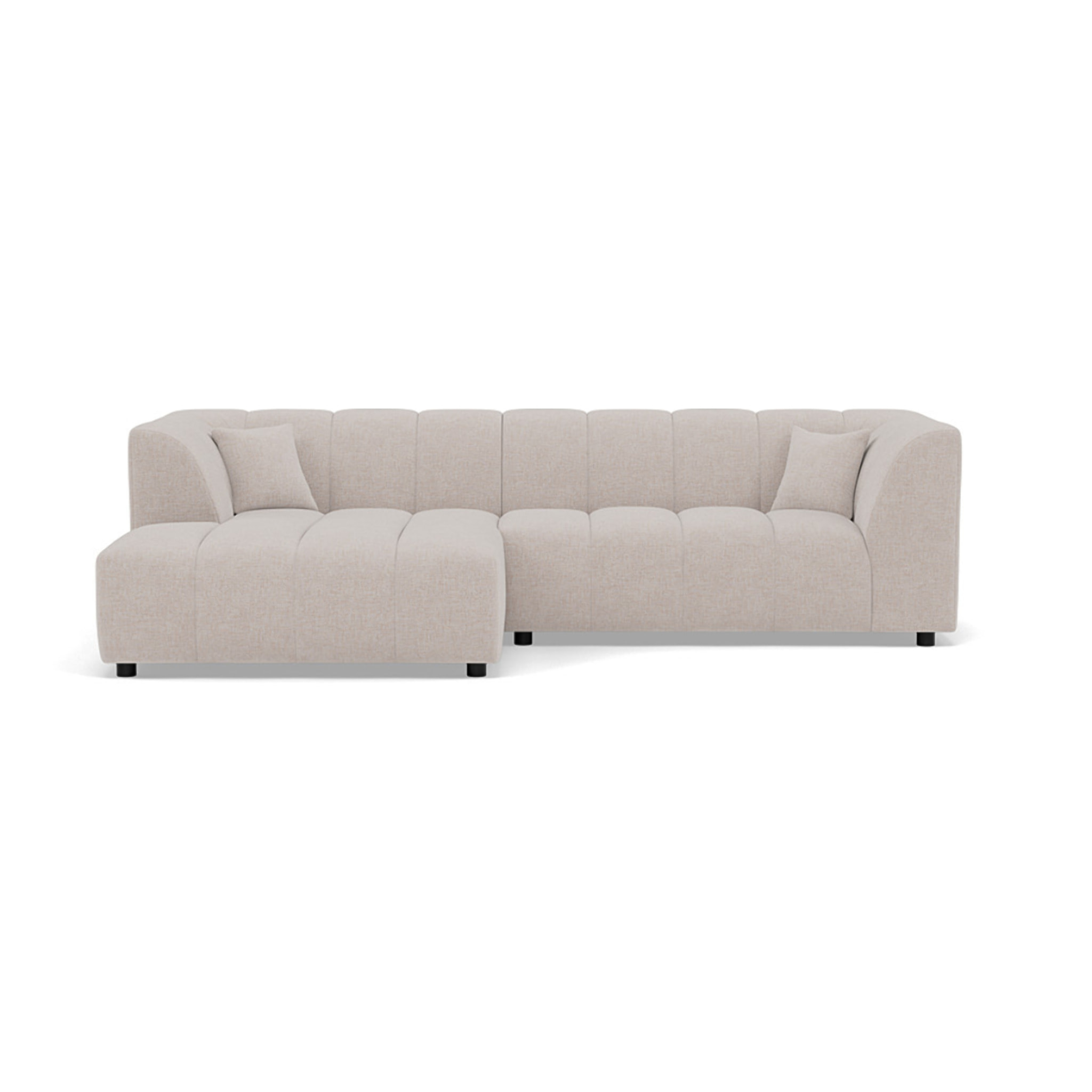 Curtis - canapé d'angle gauche 4 places avec accoudoir en tissu texturé - Beige