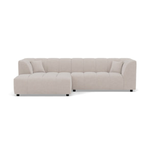 Curtis - canapé d'angle gauche 4 places avec accoudoir en tissu texturé - Beige