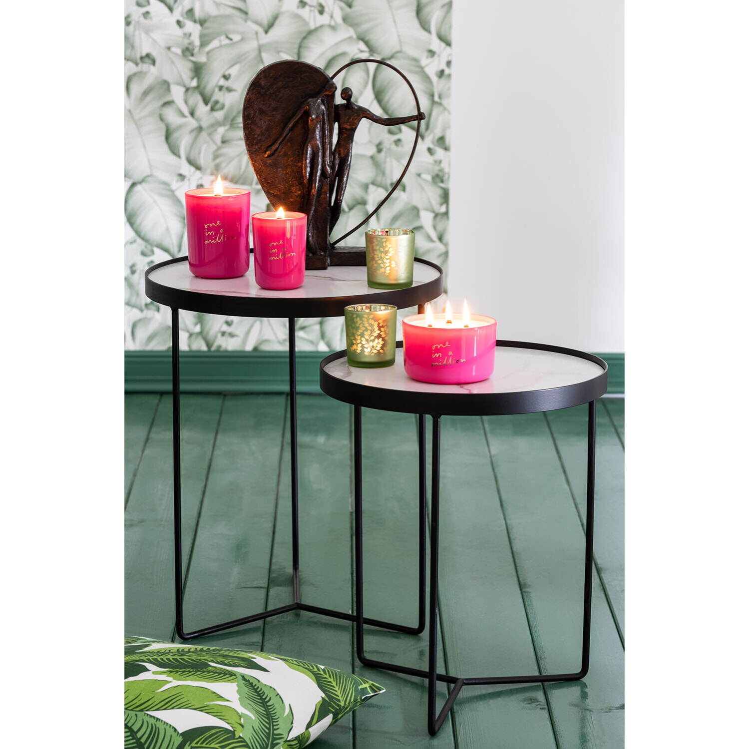 J-Line décoration Couple Dans Demi Cœur - polyrésine - marron foncé