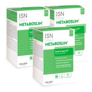 ISN - Metaboslim - Favorise la perte de poids - Extrait synergisé de plantes titré en Polyphénols - Action cliniquement prouvée - Complexe actif breveté Vitamines et Chrome - Lot de 3 Produits