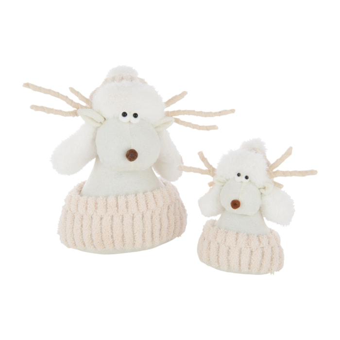 J-Line figurine Renne - polyrésine - blanc/ecru - large