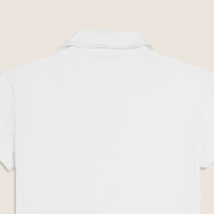 T-shirt Manica Corta con Scollo a V e Collo a Camicia