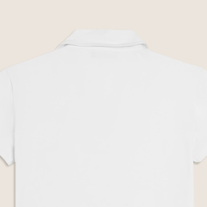 T-shirt Manica Corta con Scollo a V e Collo a Camicia