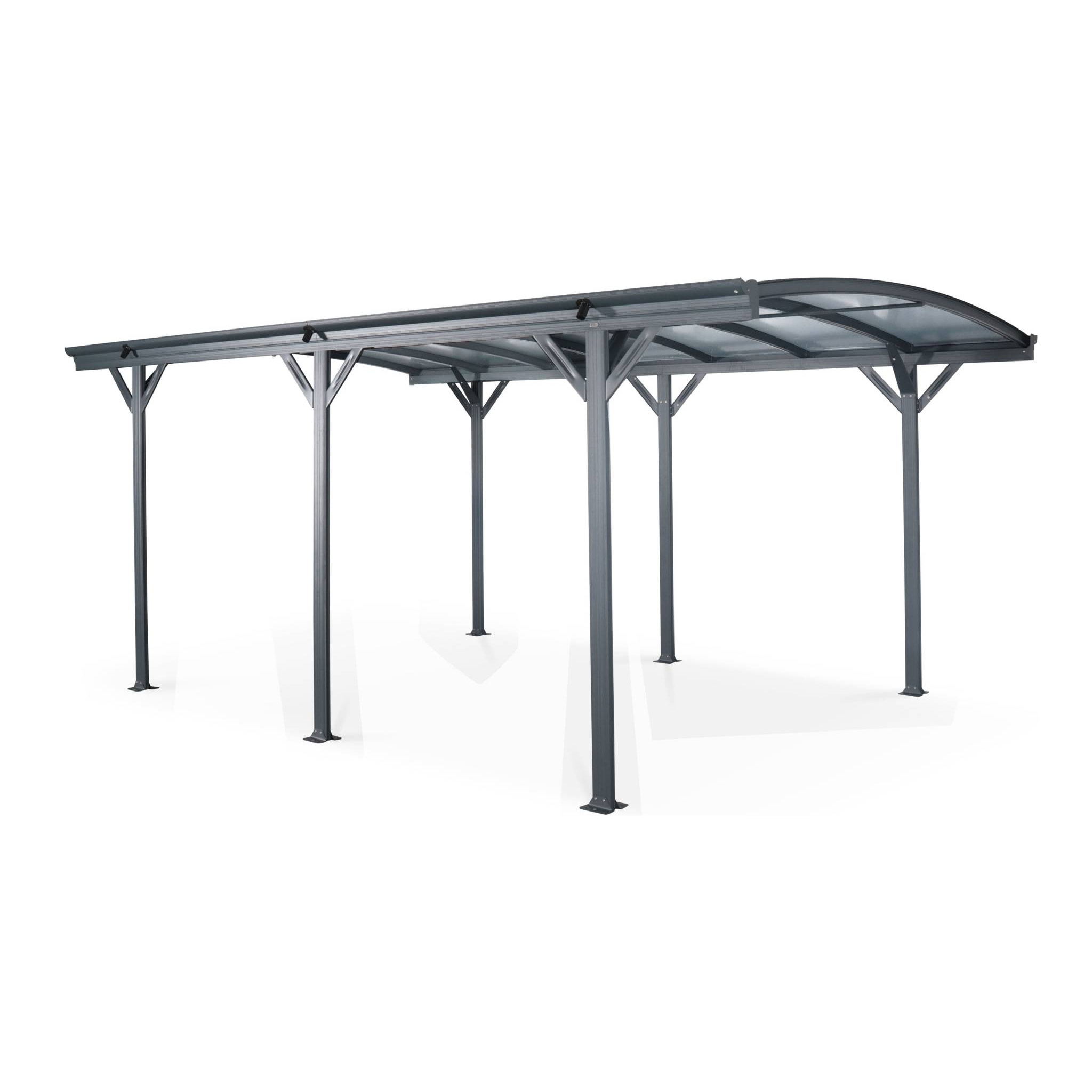 Carport de 15m² en aluminium anthracite et polycarbonate - Le Mans 5x3m - abri de voiture 500 x 300 x 220 cm