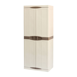 Armadio multiuso da esterno o interno, Mobile a 1 anta e 4 ripiani in polipropilene, 100% Made in Italy, cm 70x47h178, colore Beige