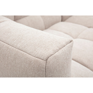 Canapé d'angle gauche design 3 places en tissu effet velours texturé beige CORTO