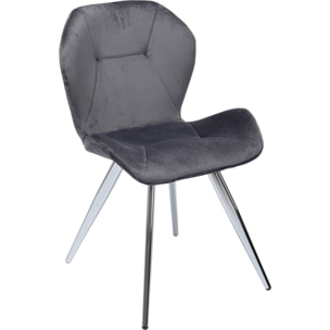 Chaise Viva velours gris et chrome Kare Design