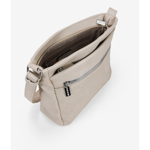 Bolso bandolera color piedra con detalles bordados