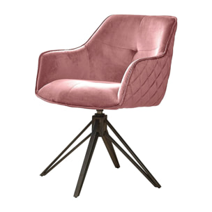 Fauteuil de table en velours rose pivotant MELBOURNE (lot de 2)