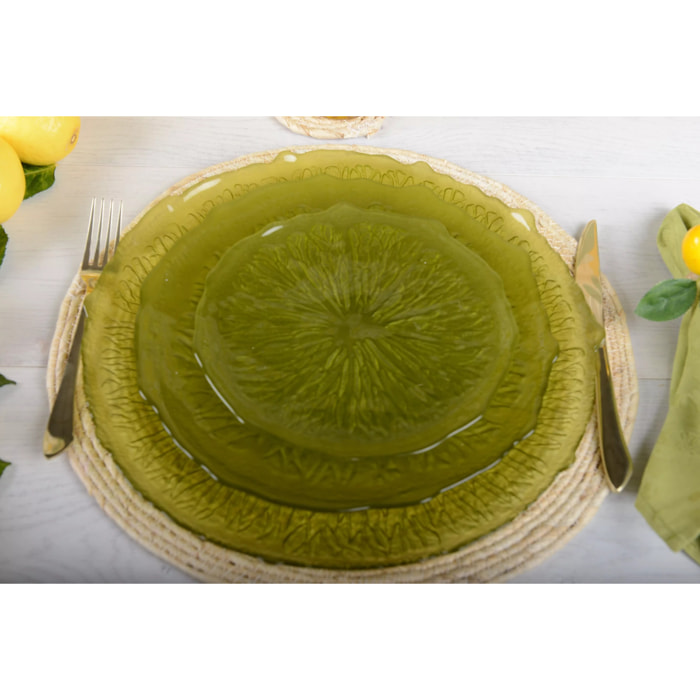 Lot de 6 ASSIETTE PLATE VERTE 28CM - CITRON