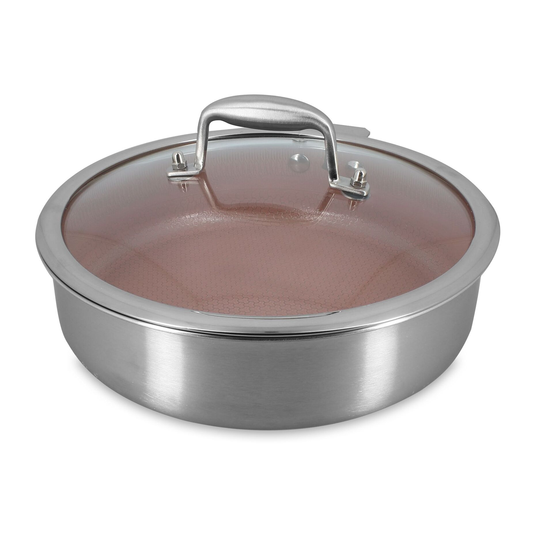 Sauteuse 24cm en acier inoxydable et manche amovible rose AGLAE