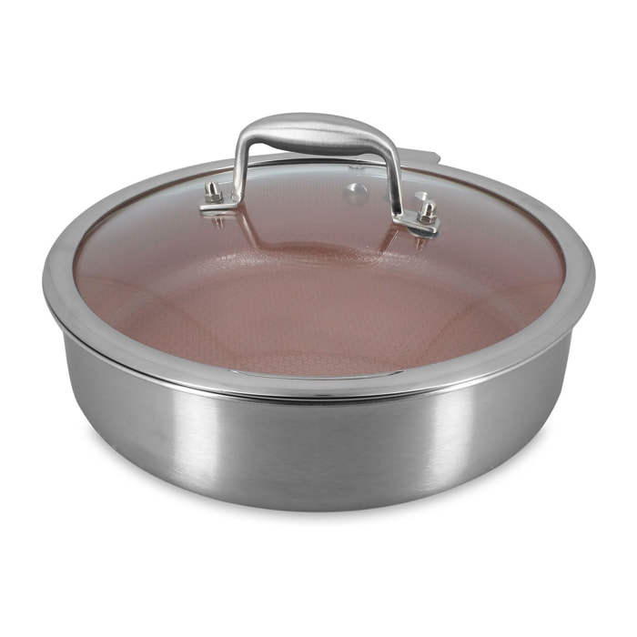 Sauteuse 24cm en acier inoxydable et manche amovible rose AGLAE