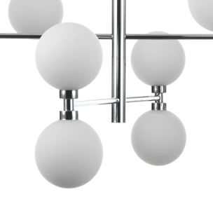 Suspension Tomasucci ALYCIA B, en acier et verre, blanc