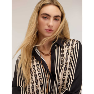 Motivi - Camicia in raso con stampa - Nero