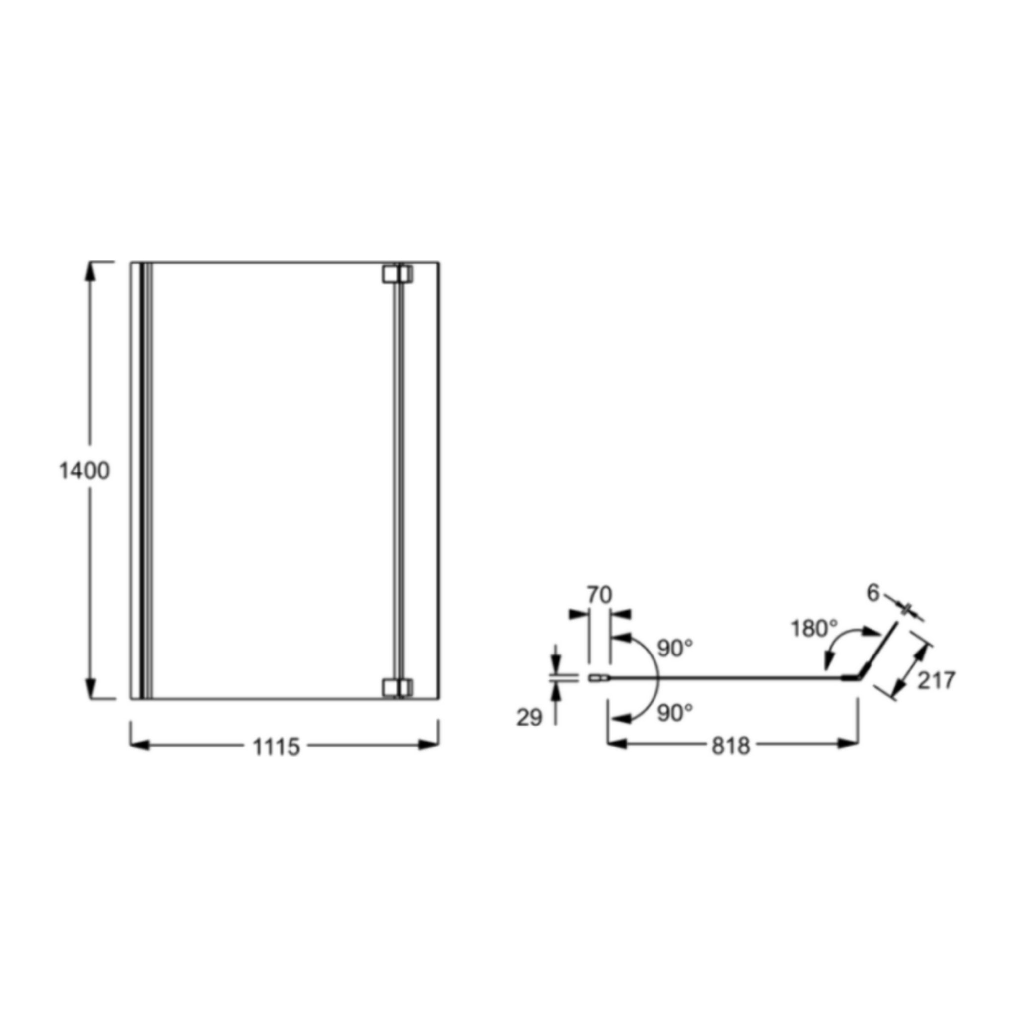 Pare bain Neo, 2 volets chromé