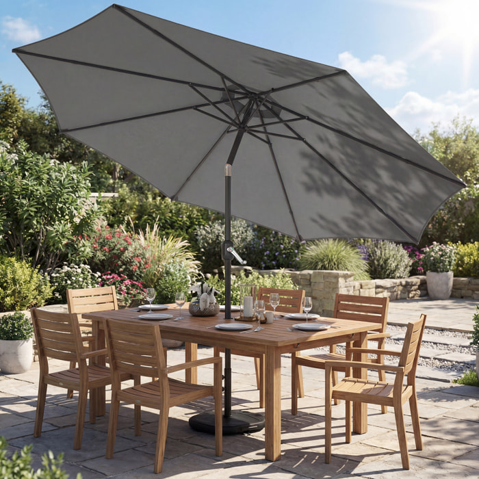 Parasol de jardin inclinable 3 x 2,5 m piètement et lestage inclus gris foncé