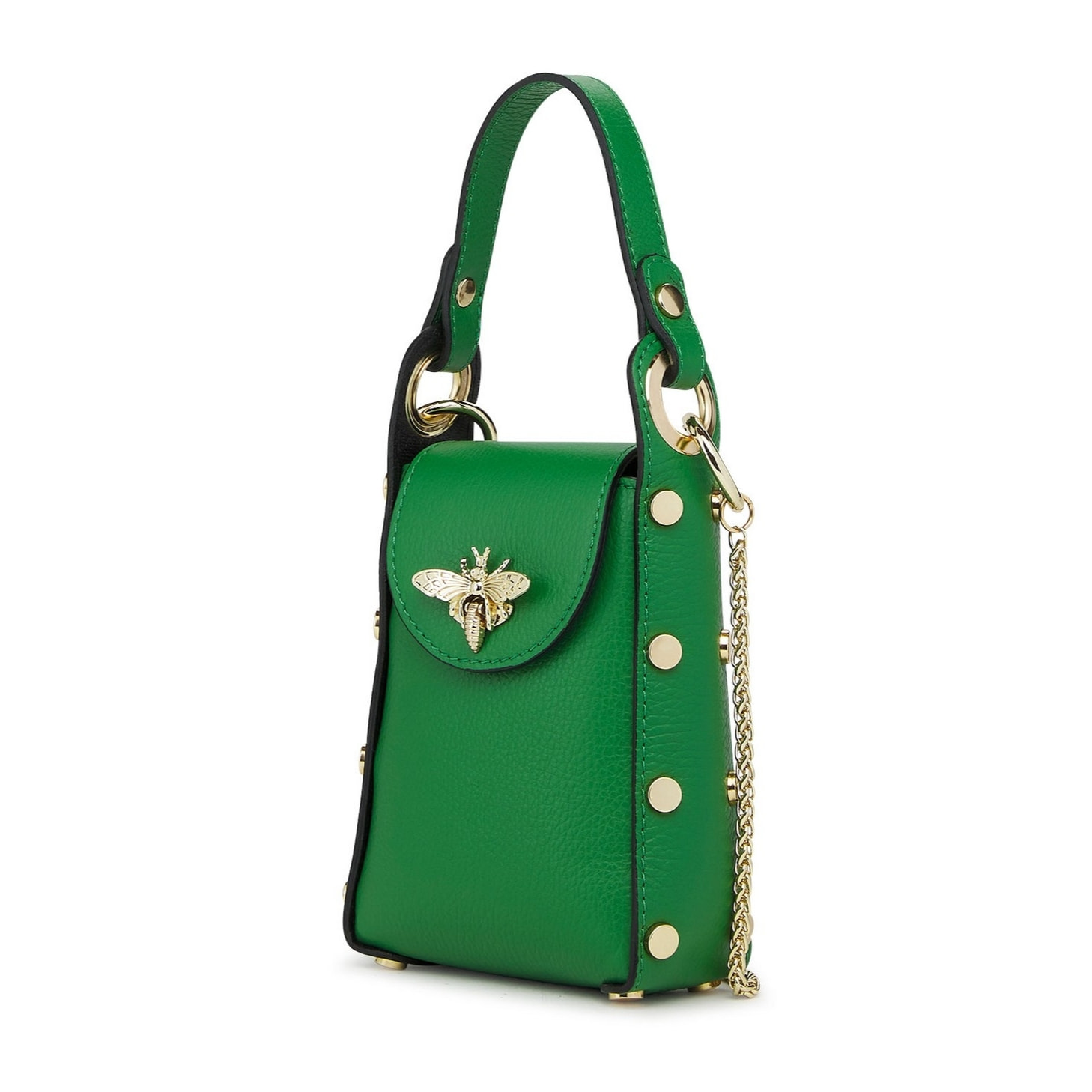 Borse Donna colore Verde-in pelle Made in Italy 14x20x7cm