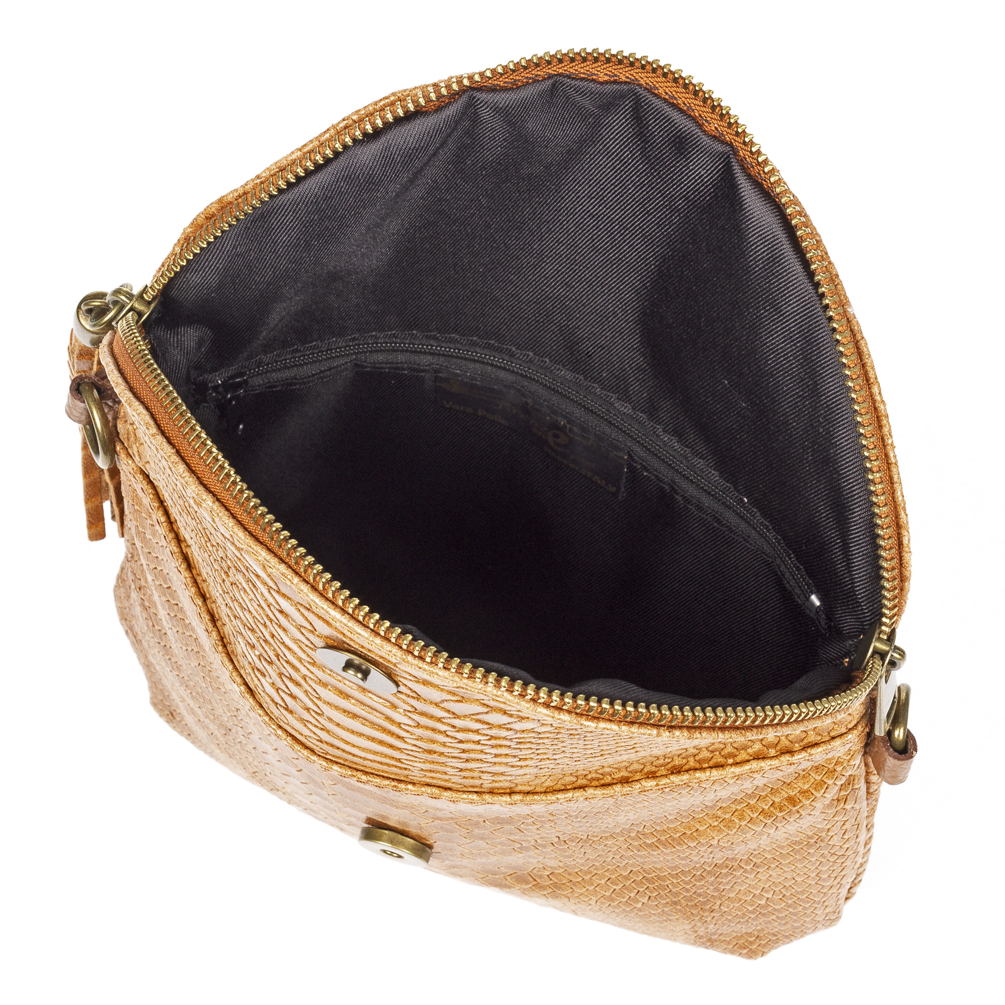 FIRENZE ARTEGIANI Ancona Borsa a tracolla da donna Vera pelle scamosciata stampa serpente Made in Italy 23x4x19 Cm. Colore: pelle