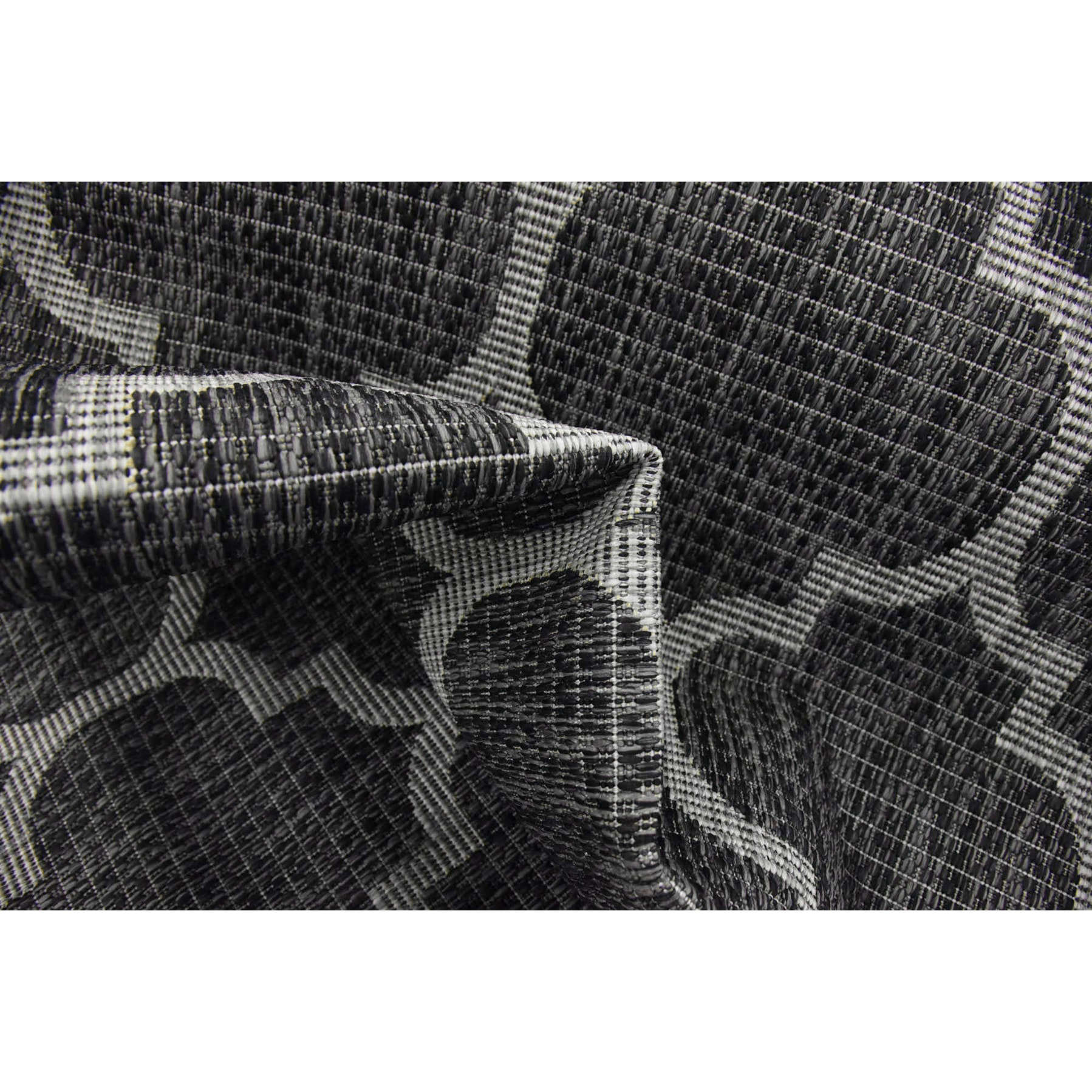 Moa- tapis d'extérieur anthracite à motif blanc
