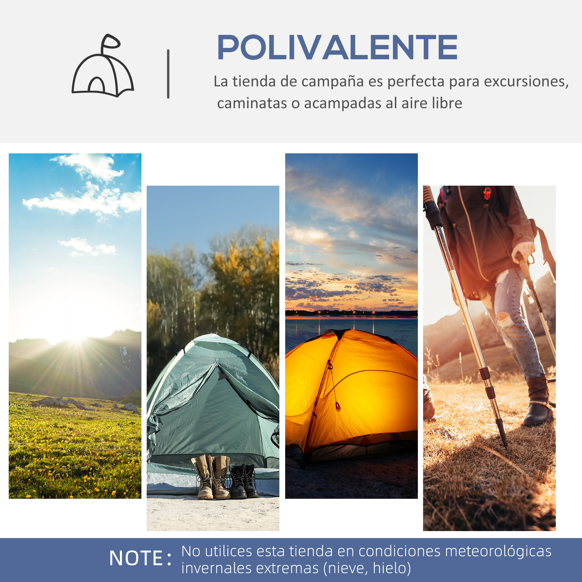 Tienda de Campaña para 6-8 Personas con 4 Mosquiteros y Tela Oxford para Camping