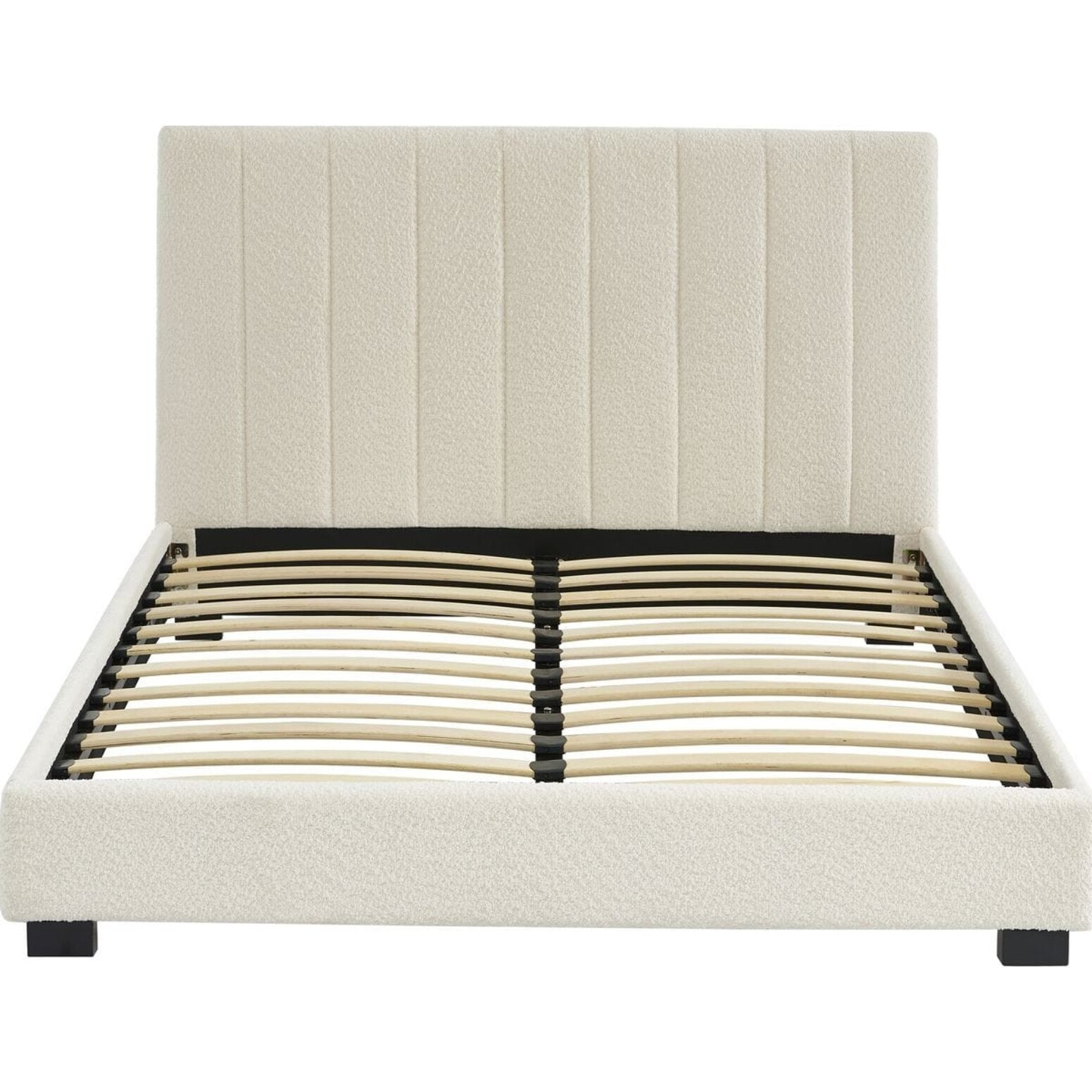 Lit en tissu bouclé + Matelas Hybride - WILLIAM & SPRING ELITE