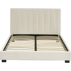 Lit en tissu bouclé + Matelas Hybride - WILLIAM & SPRING ELITE