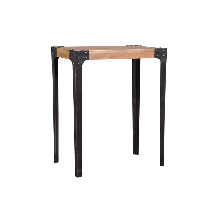 Table haute industrielle rectangulaire en bois manguier massif et métal L88 cm MADISON