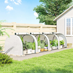 Serre tunnel jardin portes zippées bâche imperméable acier blanc