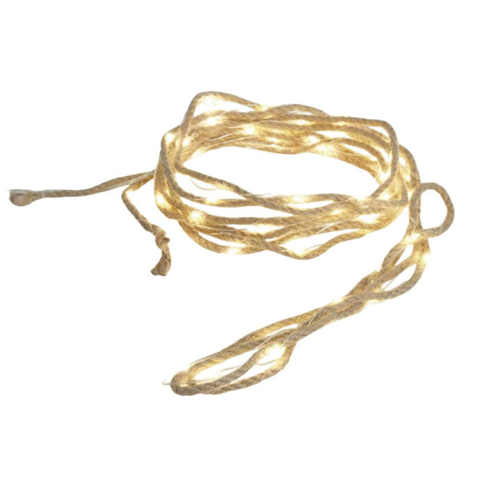 guirnalda de cuerda de 5m con 50 luces led blanco cálido