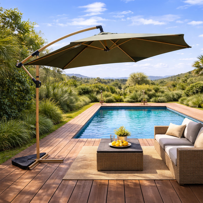 Parasol déporté octogonal  300 cm vert FREY