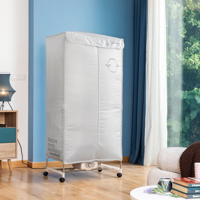 Asciugatrice elettrica portatile a 2 altezze 1000W - acciaio inossidabile - grigio chiaro - 70x150x