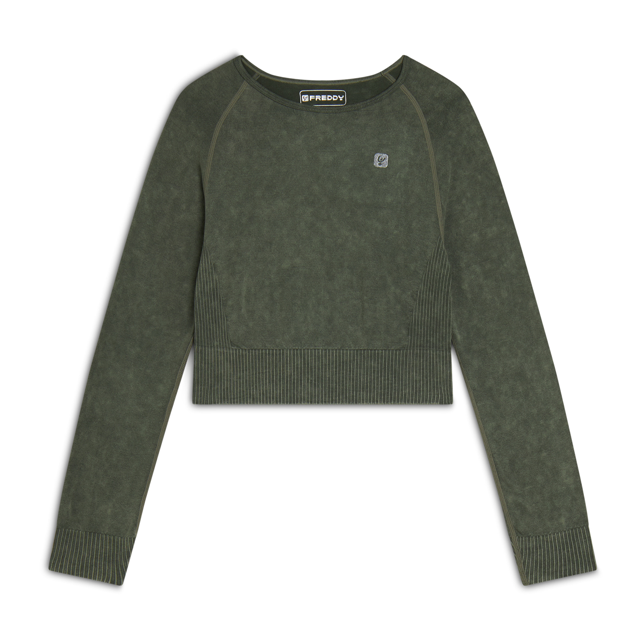 Maglia corta con maniche lunghe tessuto seamless ice wash