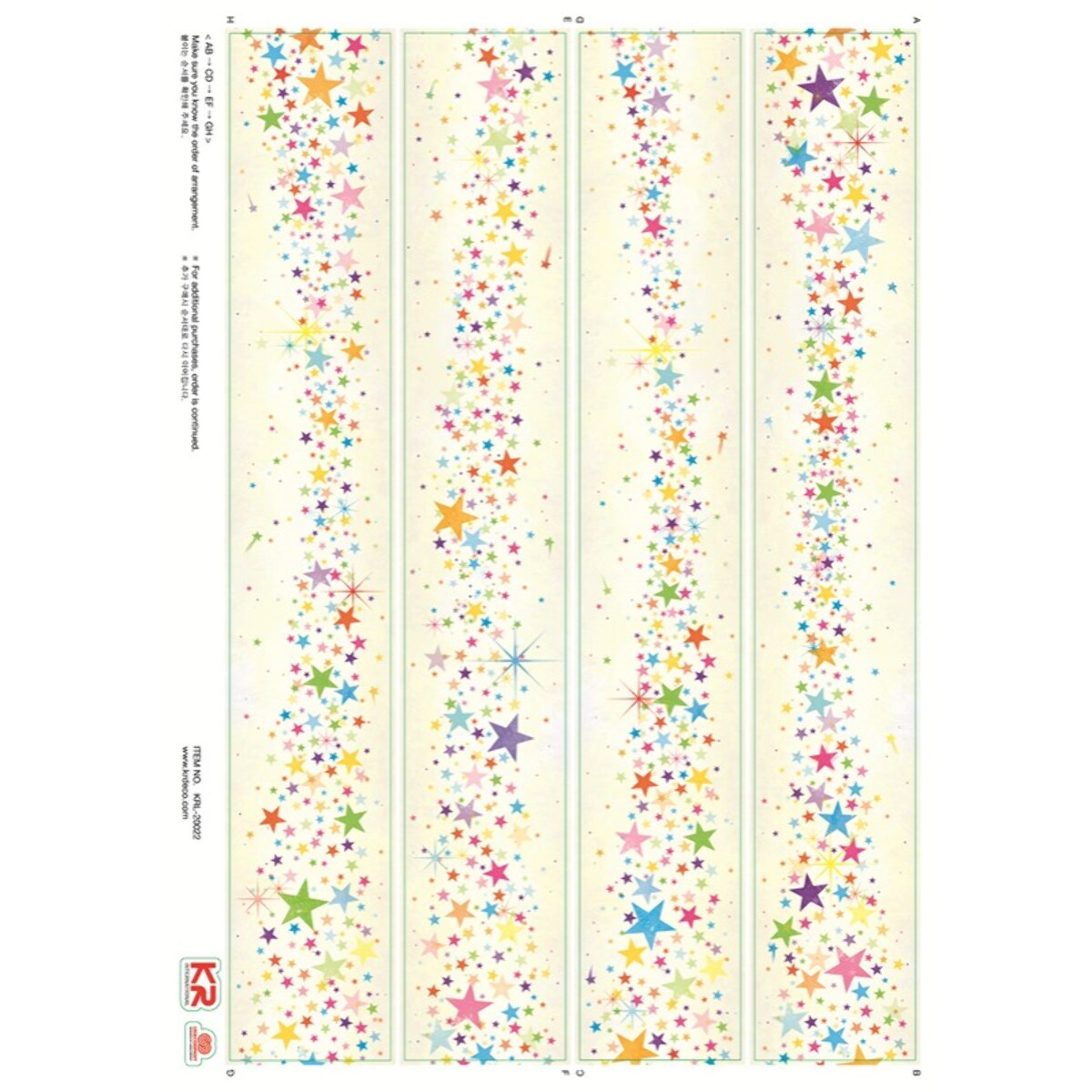 Stickers Muraux décoration adhésifs frise d'étoiles multicolores