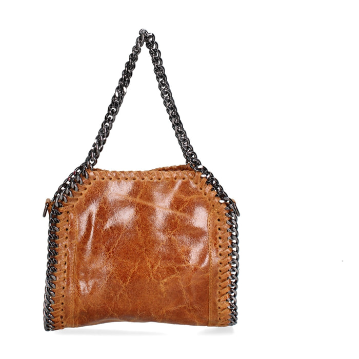 Borsa a mano da donna Made in Italy - Modello Zefira Chic - Pelle scamosciata stampata - 23.0 x 20.0 x 7.0 cm
