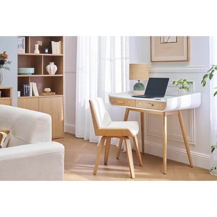 Chaise design noir et bois foncé noyer MELKIOR