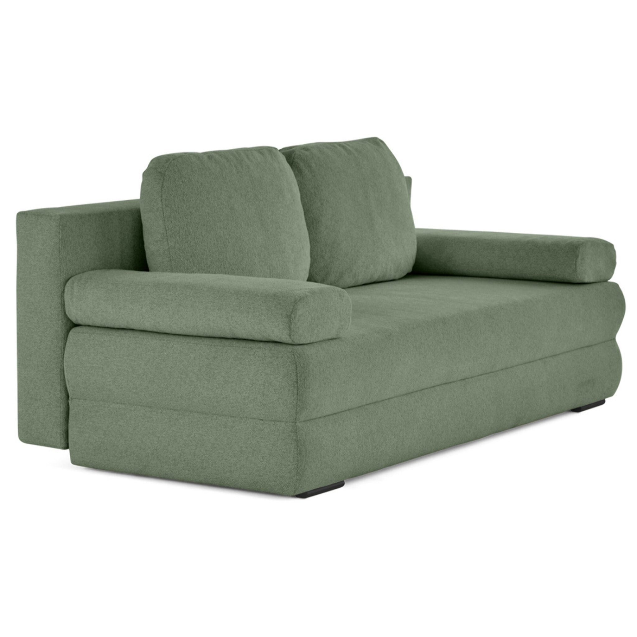 Nora - canapé 3 places convertible avec coffre en tissu texturé - Vert