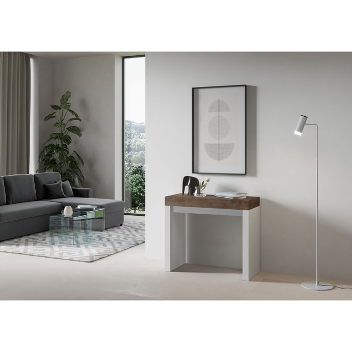 Console Roxell cm.90x42 (extensible à 300) dessus Noyer structure Frêne Blanc