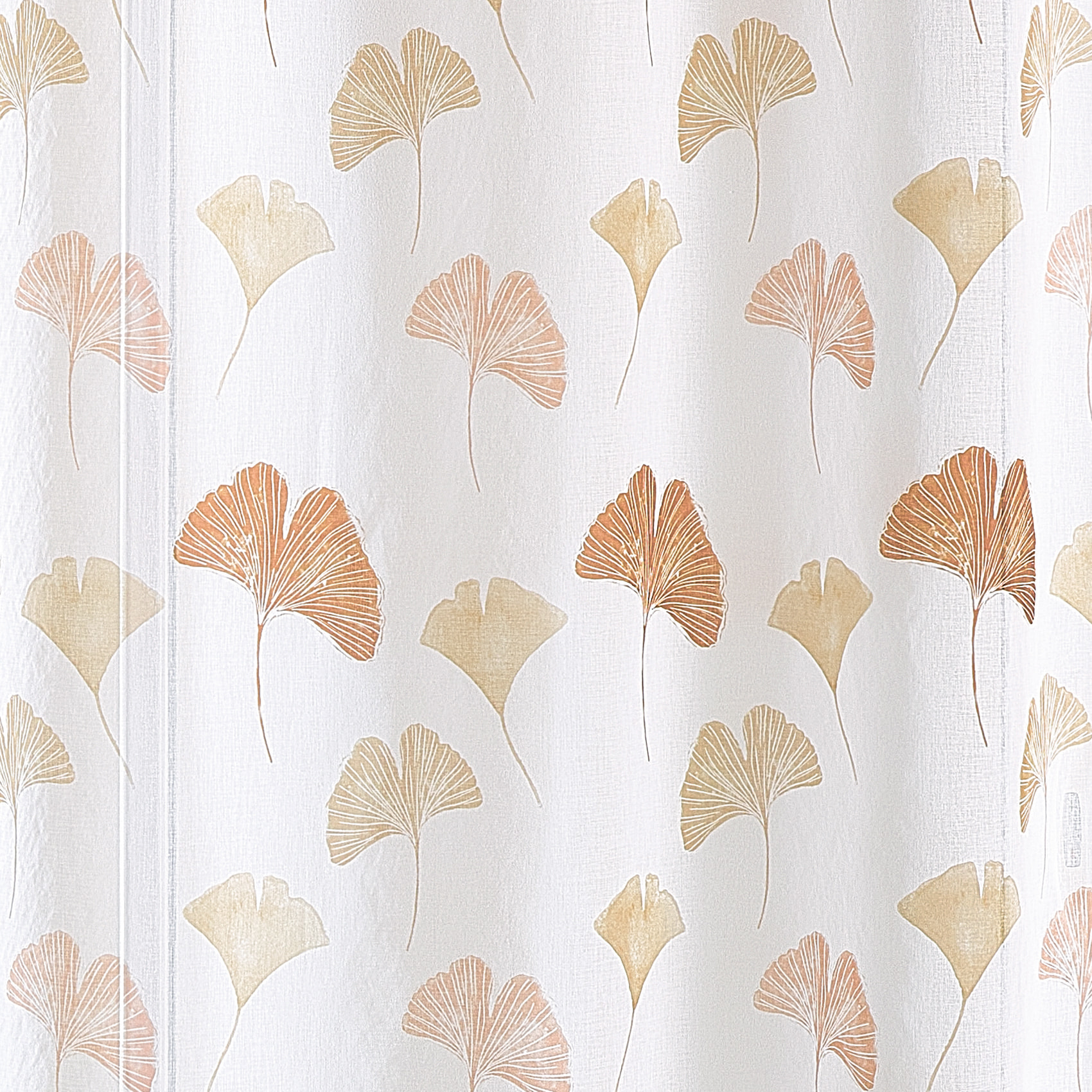 Voilage léger imprimé motif ginkgo - Terracotta
