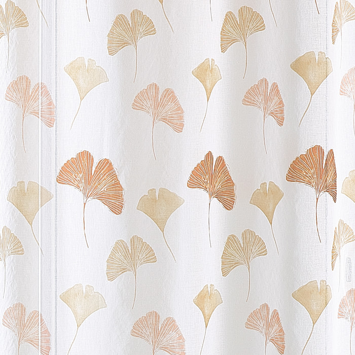 Voilage léger imprimé motif ginkgo - Terracotta